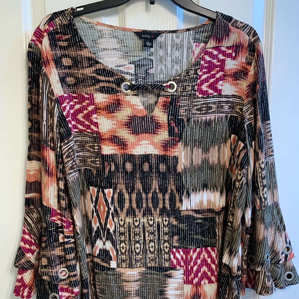 Intro. ❤️ Geometric Design Pullover Tunic Top - Large - Multicolored - NWOT